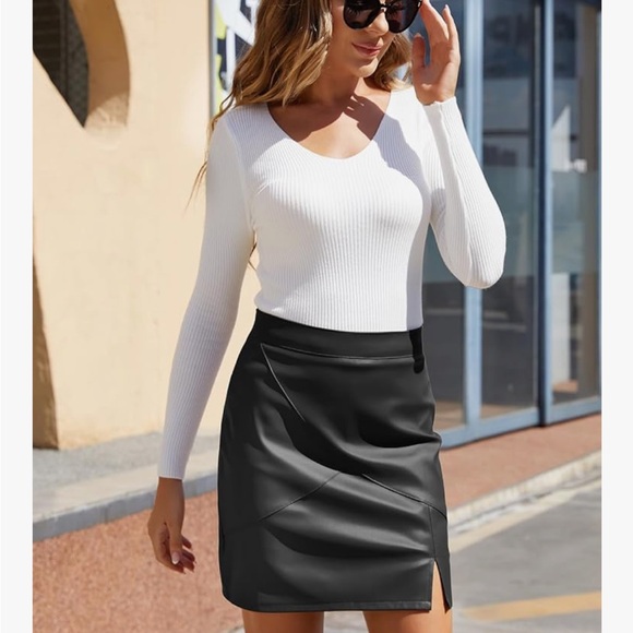 Nwt We1Fit Womens Fuax Leather Skirt High Waisted XL - Picture 6 of 9